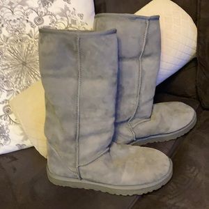 Ugg Classic Tall Leather/Sheepskin Grey Boots US10